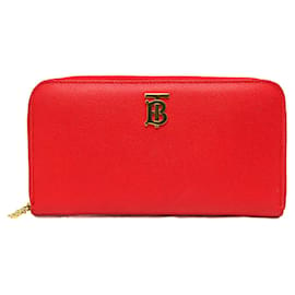 Burberry-Portefeuille long en cuir pour femmes Burberry-Rouge