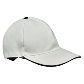 Gucci-Gucci White Canvas and Leather Baseball Cap-White