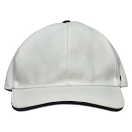 Gucci-Gucci White Canvas and Leather Baseball Cap-White