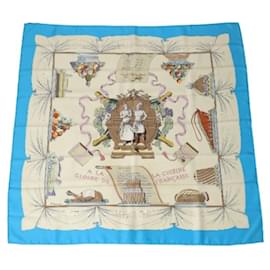 Hermès-Hermes Blue Silk Scarf-Blue