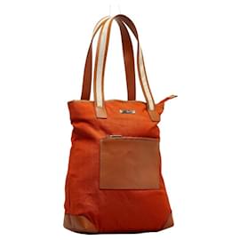 Gucci-Sac fourre-tout en toile et cuir Gucci-Marron,Orange