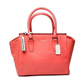 Coach-COACH Salmon Pink Calfskin Tote Bag-Pink