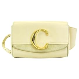 Chloé-Chloé C Women's Leather and Suede Shoulder Bag-Cream