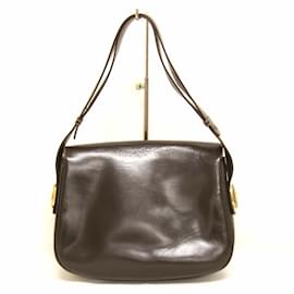 Gucci-Gucci Old Shoulder Bag in Dark Brown Leather-Dark brown