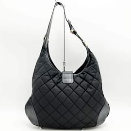 Burberry-Sac à épaule en nylon noir Burberry-Noir