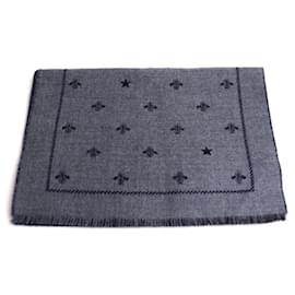 Gucci-Gucci Bee & Star Muffler-Brown,Navy blue