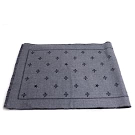 Gucci-Gucci Bee & Star Muffler-Brown,Navy blue