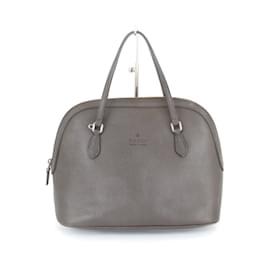 Gucci-Gucci Dark Brown Leather Handbag-White,Dark brown