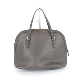 Gucci-Gucci Dark Brown Leather Handbag-White,Dark brown