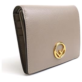 Fendi-Fendi Beige Leather Bifold Wallet-Beige