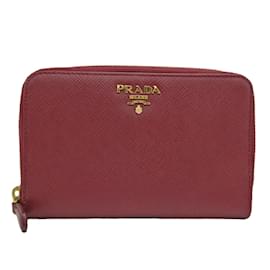 Prada-Prada Saffiano Women's Leather Middle Wallet-Dark red