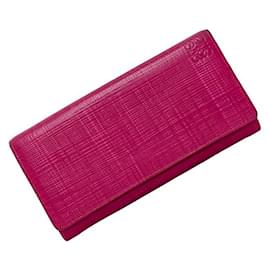 Loewe-Loewe Linen Long Wallet-Pink,Golden