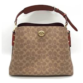 Coach-Coach Signature Brown Shoulder Bag-Brown