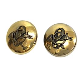 Hermès-Hermes Vintage Gold Clip Earrings-Golden