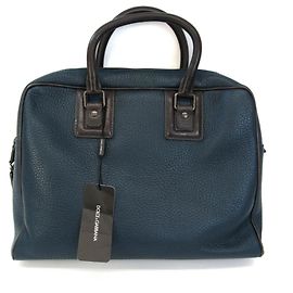 Dolce & Gabbana Men's Leather Briefcase Brown Navy blue
