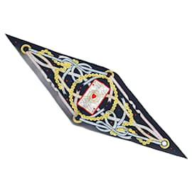 Hermès-Foulard en soie Hermès Losange Nano Reine des Cœurs-Blanc,Multicolore,Jaune