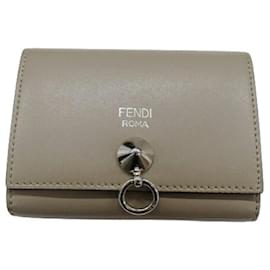 Fendi-Fendi Grayish Leather Card Case-Grey