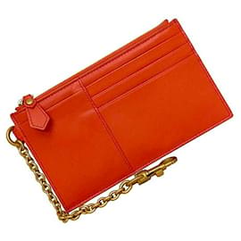 Bottega Veneta-Bottega Veneta Orange Leather Coin Purse-Orange