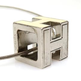 Hermès-Hermes H Cube Caged Necklace-Silvery,Eggshell