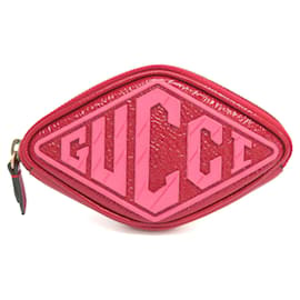 Gucci-Gucci Patent Rubber Game Patch Logo Wrist Bag-Pink,Red