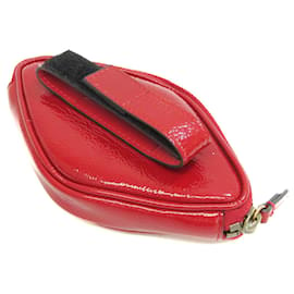 Gucci-Gucci Patent Rubber Game Patch Logo Wrist Bag-Pink,Red