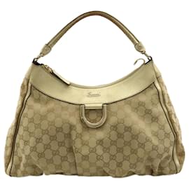 Gucci-Gucci GG Canvas Abbey Shoulder Bag-Beige,Golden