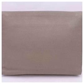 Valentino Garavani-Valentino Garavani Grayish Leather Clutch Bag-Grey