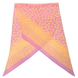 Chanel-Chanel Pink and Yellow Silk Scarf-Pink,Yellow