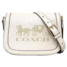 Coach-Coach Leather Shoulder Bag-White,Beige