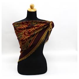 Chanel-Chanel Brown and Red Silk-Cashmere Scarf-Brown,Red