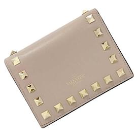 Valentino Garavani-Valentino Garavani Pink Beige Bi-Fold Wallet-Beige