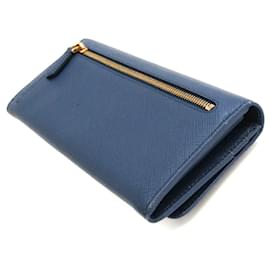 Prada-Prada Saffiano Fiocco Ribbon Long Wallet-Blue