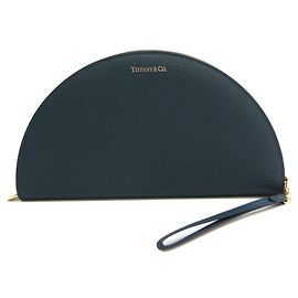 Tiffany & Co Tiffany Half Moon Leather Long Wallet Navy blue