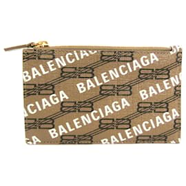 Balenciaga-Balenciaga Logo Print Leather Card Case-Brown,Black,White