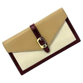 Fendi-Fendi Bi-Fold Long Wallet-White,Beige