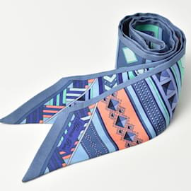 Hermès-Hermes Twilly Silk Scarf in Blue-Blue