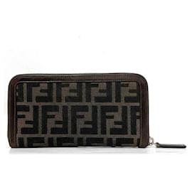 Fendi-Fendi Zucca Bi-Fold Wallet-Khaki