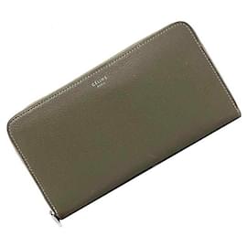 Céline-Celine Bi-Fold Wallet in Gray Beige-Beige,Grey