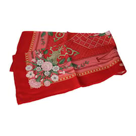 Hermès-Hermes Jeux de Paille Carre 90 Scarf-Red,Multiple colors