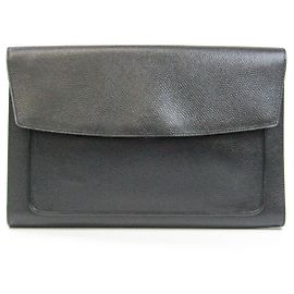 Delvaux Black Leather Clutch Bag Black