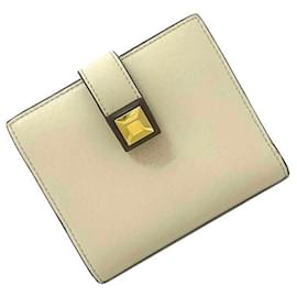 Fendi-Fendi Bi-Fold Wallet in Beige Gold and Orange-Golden,Orange