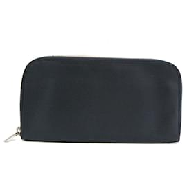 Valextra-Valextra Men's Leather Clutch Bag in Navy-Navy blue