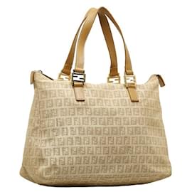 Fendi-Fendi Zucchino Handbag Tote Bag-Beige