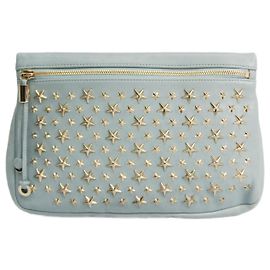 Bolsa clutch de couro feminina ZENA da Jimmy Choo Azul claro