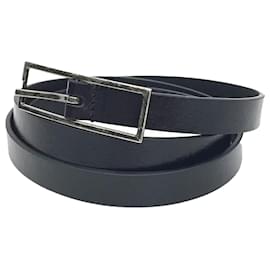 Yves Saint Laurent-Yves Saint Laurent Narrow Leather Belt-Black