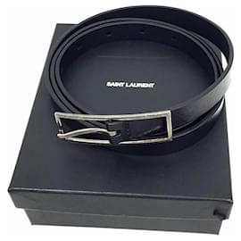 Yves Saint Laurent-Yves Saint Laurent Narrow Leather Belt-Black