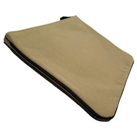Fendi-Fendi Beige and Black Canvas Clutch Bag-Black,Beige