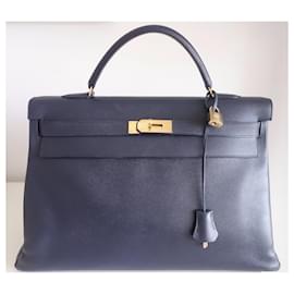 Hermès-Sac Hermes Kelly 40 bleu marine-Bleu Marine