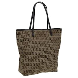 Fendi-FENDI Zucchino Canvas Tote Bag Beige Auth hk1424-Beige