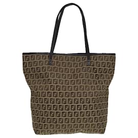 Fendi-FENDI Zucchino Canvas Tote Bag Beige Auth hk1424-Beige